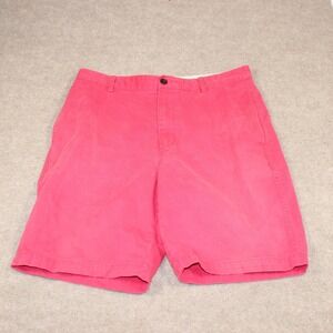 Chaps Men Coral Pink Cotton Chino Shorts Size 34 Flat Front Casual Summer Preppy